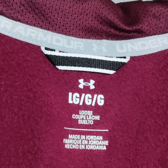 Under Armour Storm Fleece Hoodie Men's Large Maroon White Sweatshirt Sweater NEW - Picture 8 of 14